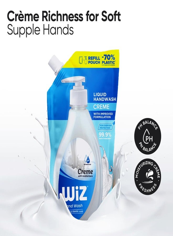 Wiz Creme Hand Wash Refill Pouch - 1L (Pack of 2) | Moisturizing Formula for Soft & Smooth Hands | Germ Protection | pH Balanced | 70% Less Plastic | Gentle Everyday Hand Care - Image 2