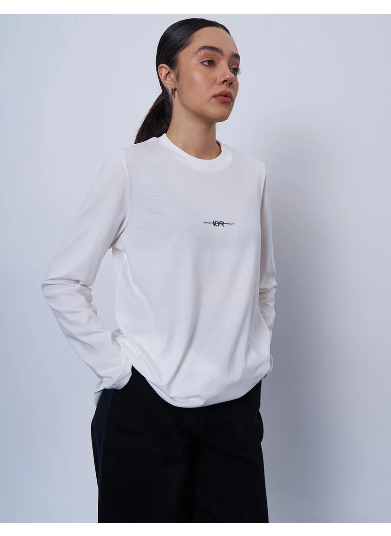 Kayra Logo Embroidered Knit Sweatshirt Optical White