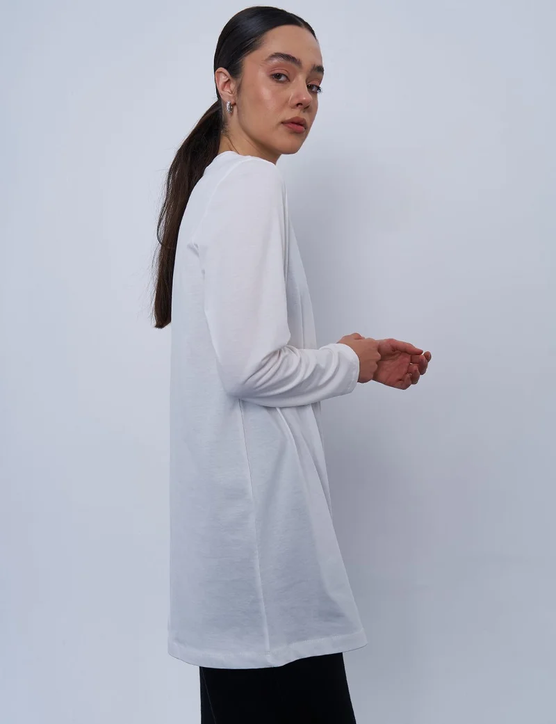 Kayra Logo Embroidered Knit Sweatshirt Optical White