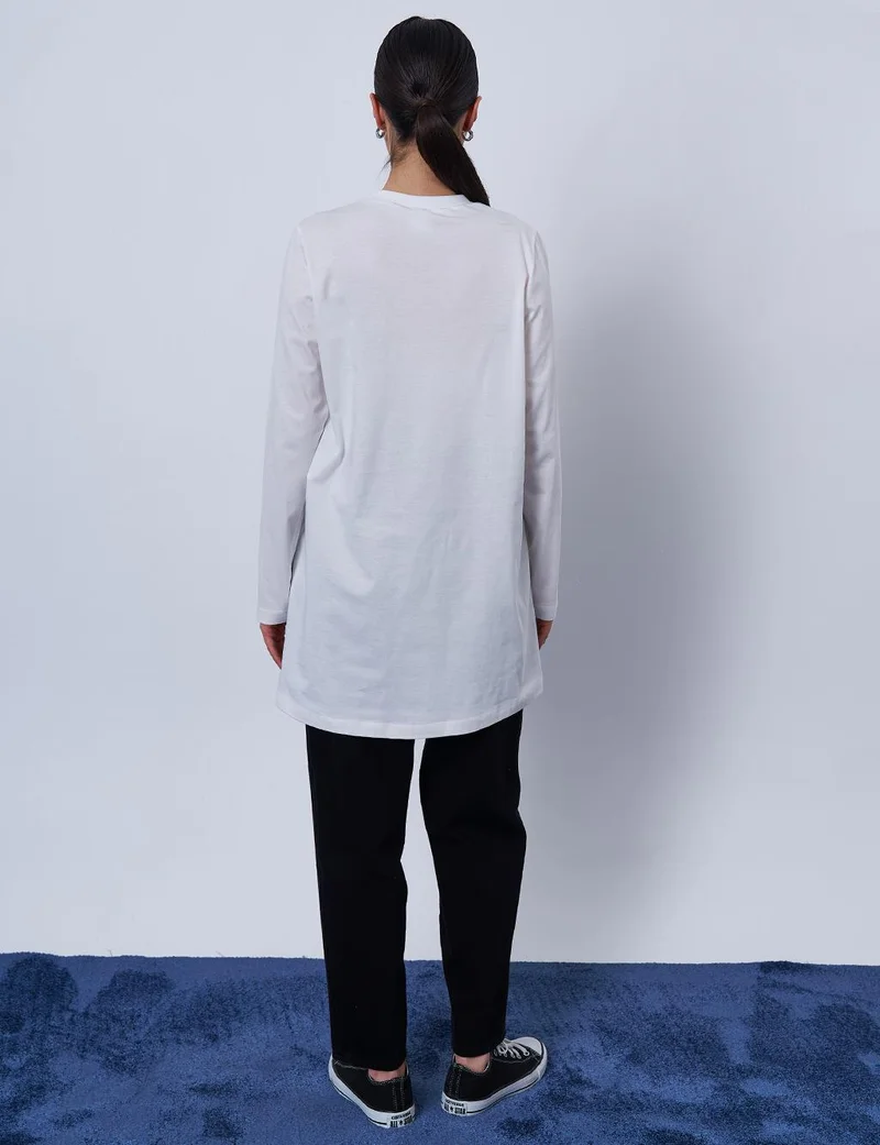 Kayra Logo Embroidered Knit Sweatshirt Optical White