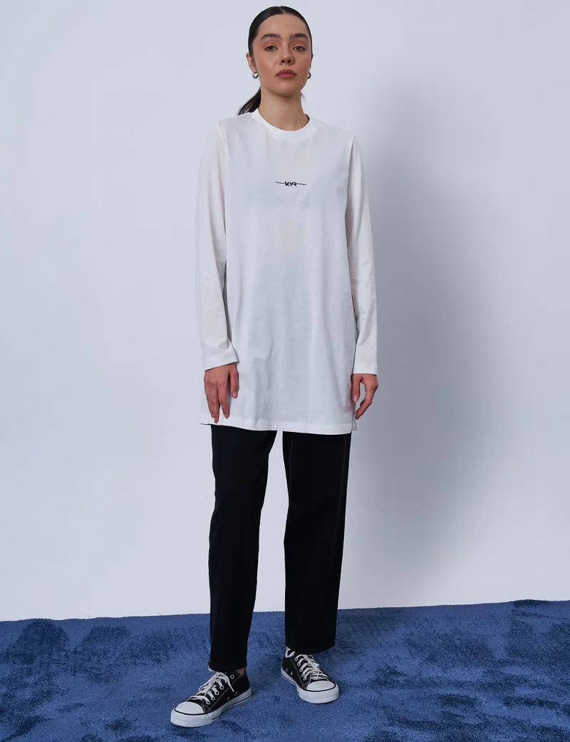 Kayra Logo Embroidered Knit Sweatshirt Optical White