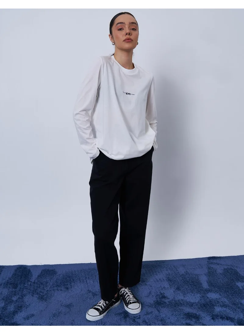 Kayra Logo Embroidered Knit Sweatshirt Optical White