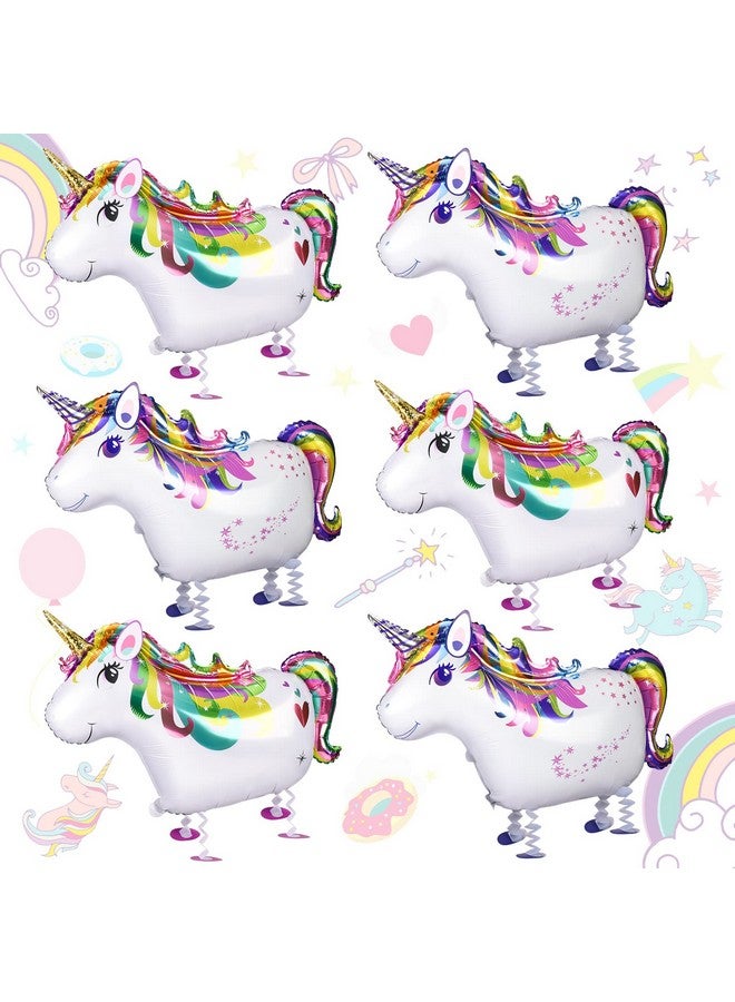 Zomiboo 6 Pieces Inflatable Unicorn Rainbow Unicorn Standing Unicorn Party Decorations Unicorn Party Supplies Unicorn Balloons Toy for Themed Birthday Party Pool Fun, 23 x 16 Inches - Image 1