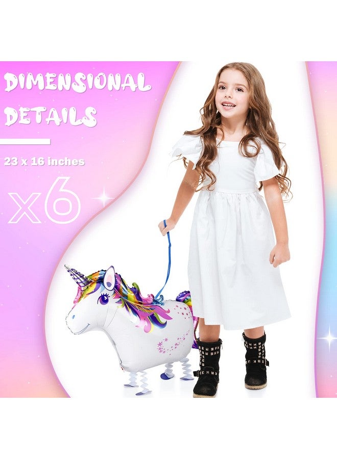 Zomiboo 6 Pieces Inflatable Unicorn Rainbow Unicorn Standing Unicorn Party Decorations Unicorn Party Supplies Unicorn Balloons Toy for Themed Birthday Party Pool Fun, 23 x 16 Inches - Image 5