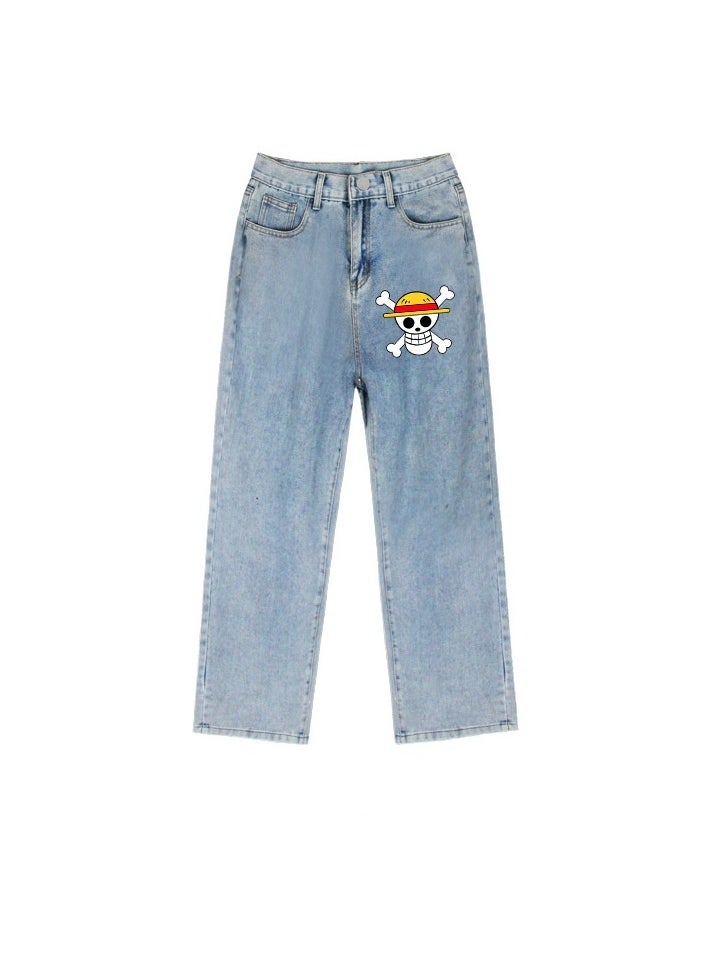 New One Piece Wide Leg Casual Jeans