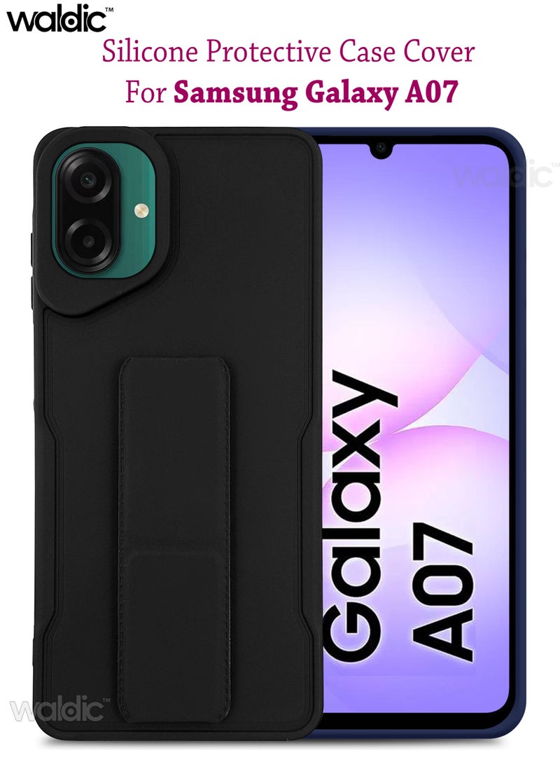 Waldic Samsung Galaxy A07 4G HAND HOLDER | Premium Soft Silicone Magnetic Hand Grip Case Cover Designed for Samsung Galaxy A07 4G | Samsung Galaxy A07 4G Case Camera and Drop Protection Thin Protective Back Cover Case for Samsung Galaxy A07 4G - Blue - Image 1