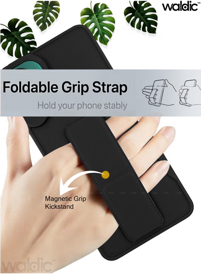 Waldic Samsung Galaxy A07 4G HAND HOLDER | Premium Soft Silicone Magnetic Hand Grip Case Cover Designed for Samsung Galaxy A07 4G | Samsung Galaxy A07 4G Case Camera and Drop Protection Thin Protective Back Cover Case for Samsung Galaxy A07 4G - Blue - Image 5