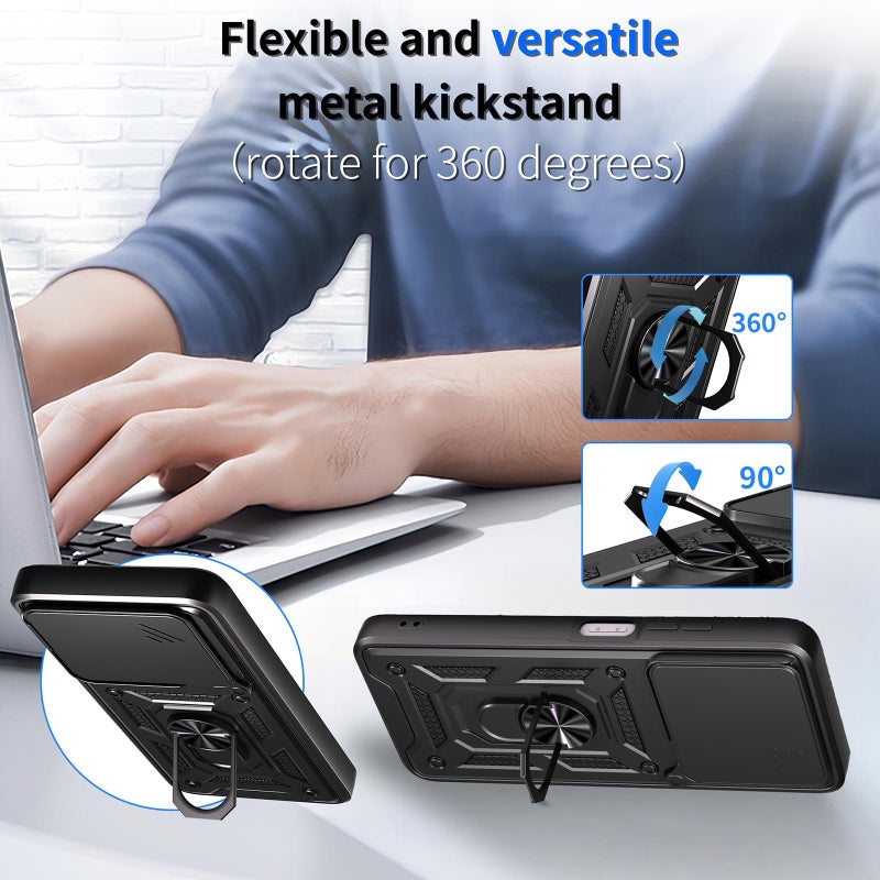 إيروريكس جراب هاتف من البولي يوريثان الحراري والكمبيوتر الشخصي لهاتف itel A90 4G بتصميم كاميرا منزلق (فضي) - Image 4