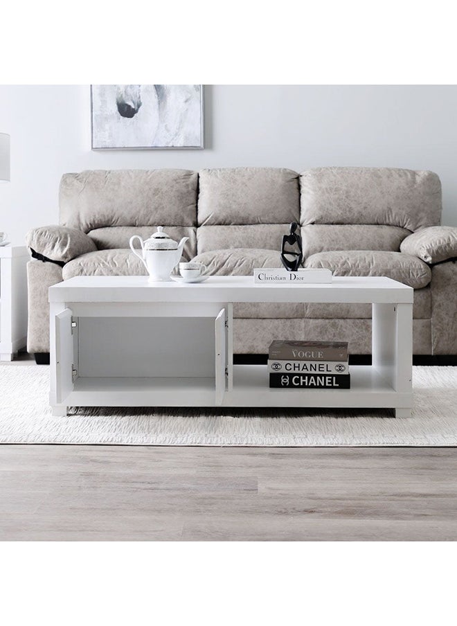 DANUBE HOME Kalmal Coffee Table Multifunctional Living Room Table Space Saving Center Table Modern Design Furniture for Home 120x60x43 cm Pearl White  - Image 1