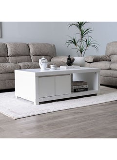 DANUBE HOME Kalmal Coffee Table Multifunctional Living Room Table Space Saving Center Table Modern Design Furniture for Home 120x60x43 cm Pearl White  - Image 2