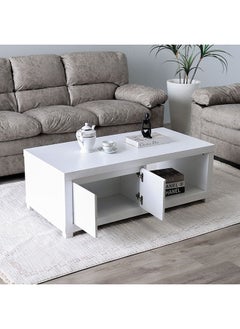 DANUBE HOME Kalmal Coffee Table Multifunctional Living Room Table Space Saving Center Table Modern Design Furniture for Home 120x60x43 cm Pearl White  - Image 3