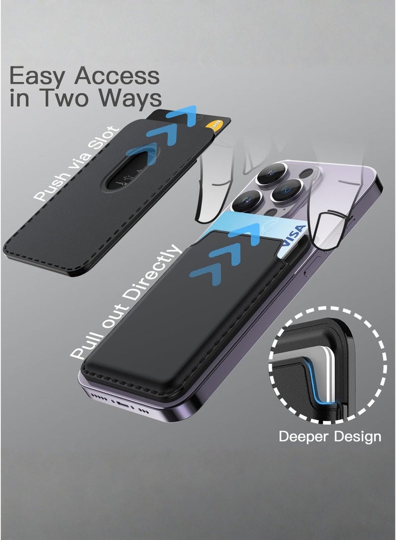 ELTRAZONE Magnetic Wallet Compatible with MagSafe for iPhone 17/17e/Air/16/15/14/13/12 Series, Pixel 10 Series, PU Phone Card Holder, Store 1-2 Cards (Black) - Image 4