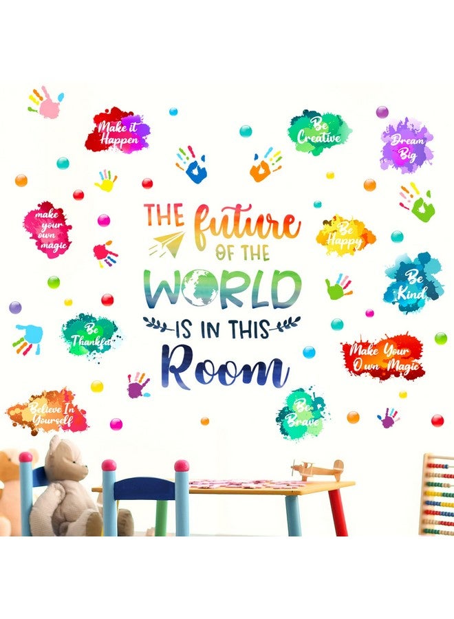 Leinuosen Kids Wall Decals Classroom Decals Colorful Inspirational Wall Decals Daycare Decals Playroom Wall Decor Motivational Wall Decals Positive Saying Sticker Splatter Wall Sticker (Future Of The World) - Image 1