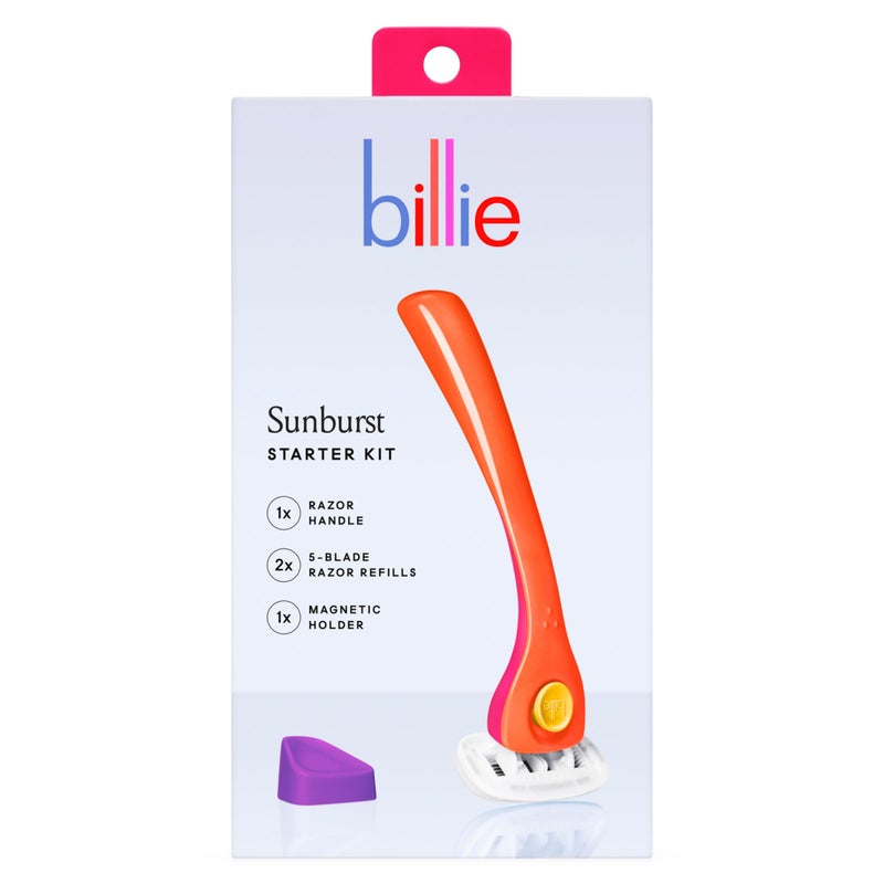Billie Razors for Women Shave Kit  Womens Razor  2 x 5Blade Razor Refills  Magnetic Holder  Sunburst