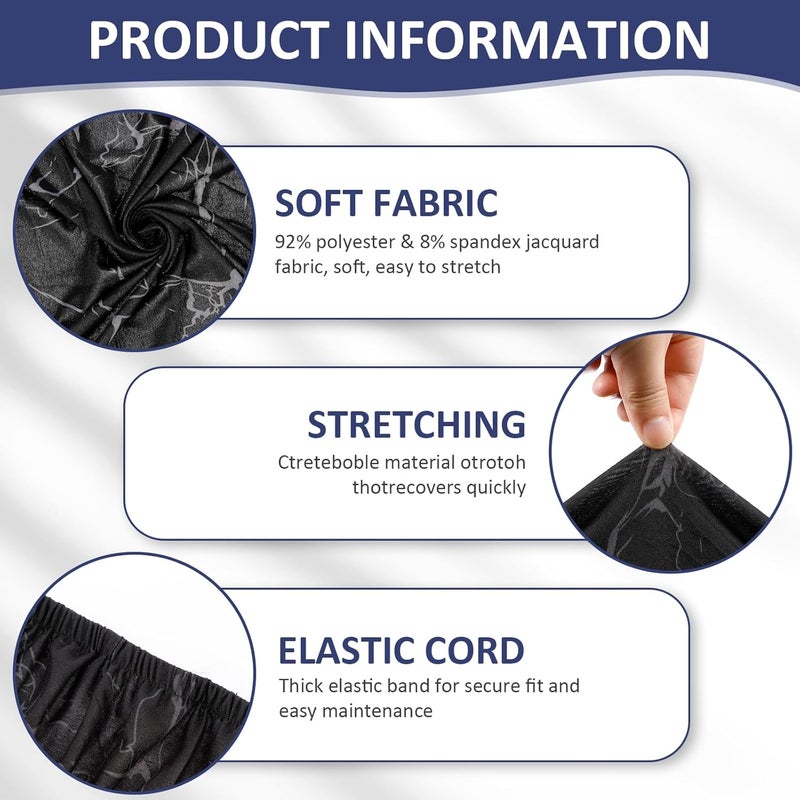 windforgecraft Chaise Lounge Cover Armless Chaise Lounge Indoor Slipcover Jacquard Curved Chaise Chair Covers Stretch Chaise Chair Covers All Inclusive Recliner Slipcovers for Living Room Bedroom(Black) - Image 3