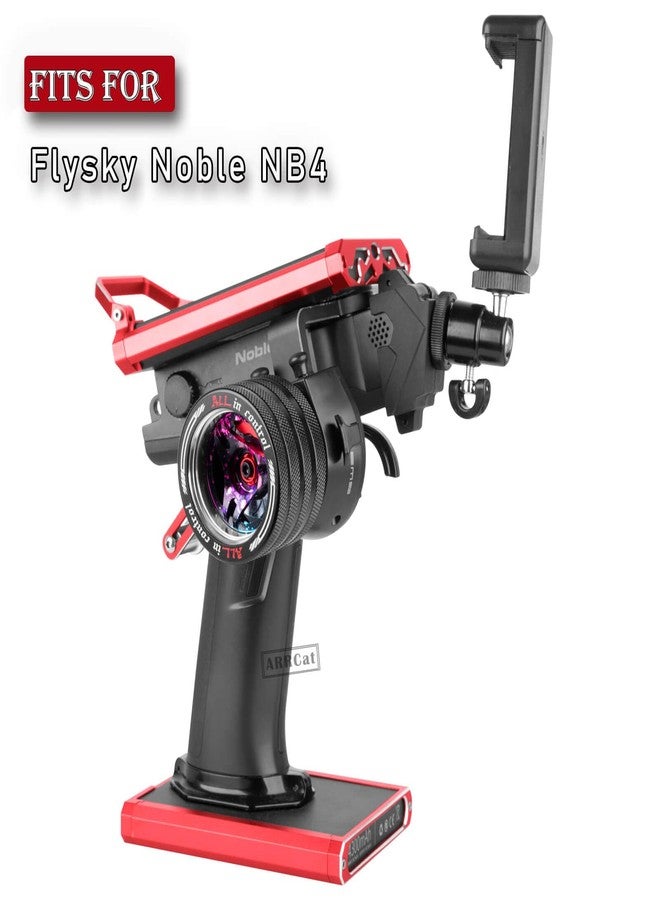 ARRCat RC Remote Control Upgrades Part for Flysky Noble NB4 Transmitter Protector Bracket w/Phone Mount Holder Remote Radio Controller Base Steering Wheel Trigger One-Handed Control Adapter,Red - Image 2
