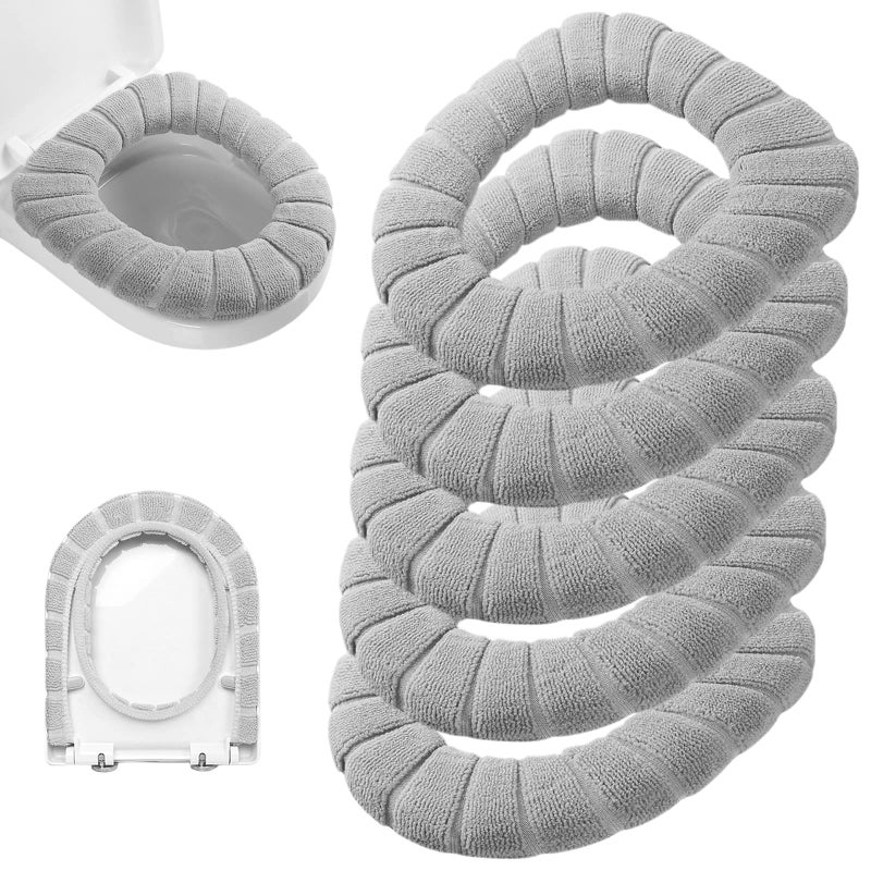 Legigo Legigo 5 Pack Thicker Bathroom Toilet Seat Cover Pads Soft Warmer Toilet Seat Cushion Cover Stretchable Washable Fiber Cloth Easy Installation Comfortable Toilet Lid Seat CoverPumpkinGray
