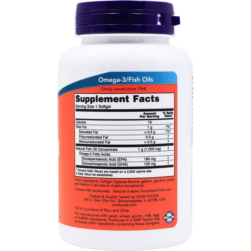 Now Molecularly Distilled 1000mg Omega 3 Supplement Softgel For Heart Heath, Pack of 100's - Image 3