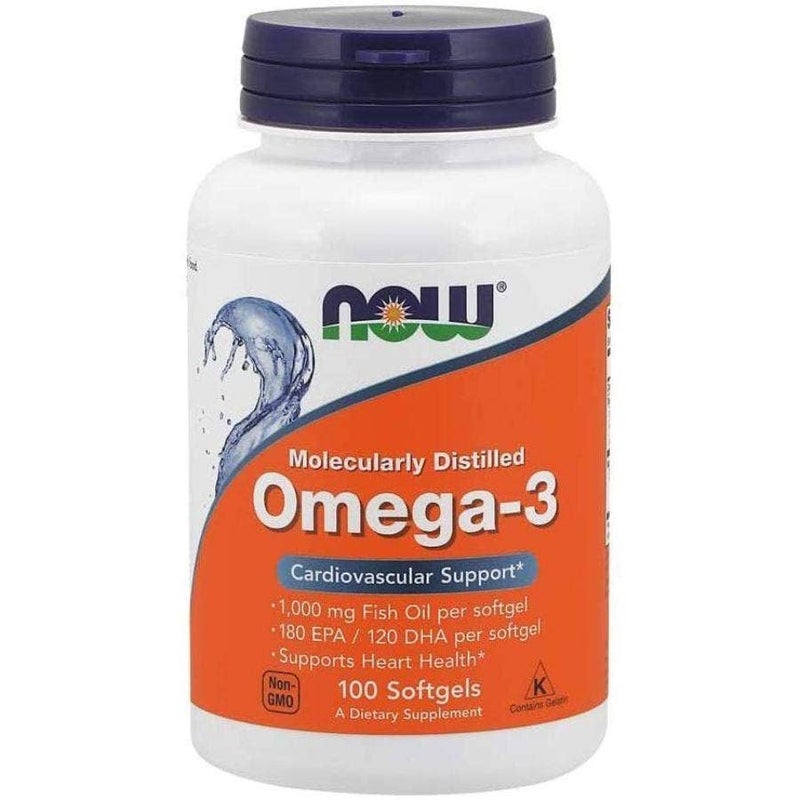 Now Molecularly Distilled 1000mg Omega 3 Supplement Softgel For Heart Heath, Pack of 100's - Image 1