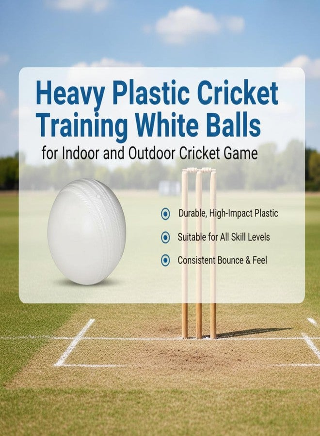 STEFFER 80 gm Heavy Plastic Cricket Training White Balls for Indoor and Outdoor Cricket Game (Pack of 12) - Image 3
