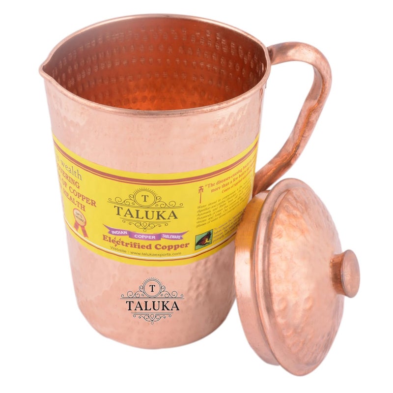 Taluka Copper Hammered Jug 2000 ML with 2 Water Bottle 1700 ML Storage Water Good Health Benefit Yoga Ayurveda Pack of 3 - Image 3