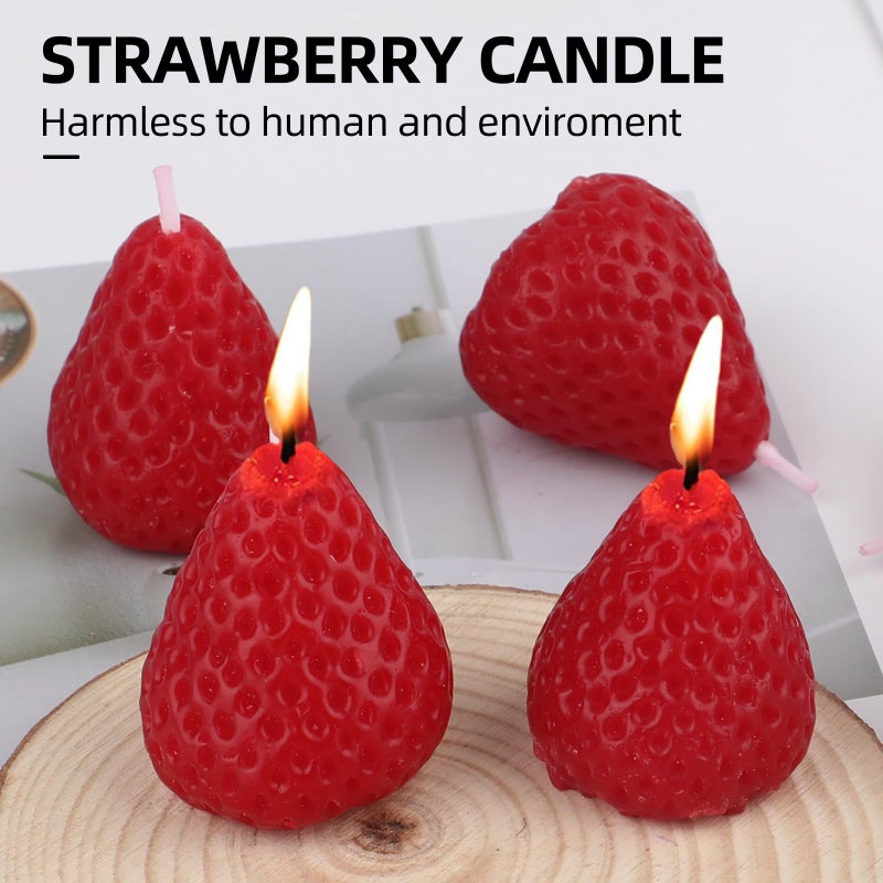 ARPOVIST 9 Pack Strawberry Shaped Scented Candles, Red Mini Soy Wax Fruit Aroma Decorative Candles, Realistic Strawberry Design for Bedroom, Bathroom, Parties, Table DÃ©cor, Photo Props, Birthday Gifts - Image 3