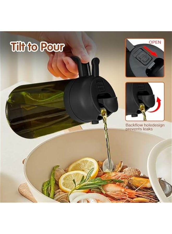 16oz/470ml Light-Blocking Dark Oil Sprayer for Cooking, 2 in 1 Olive Oil Dispenser Bottle for Kitchen, Premium Dark Green Glass Oil Bottle, Food-Grade Oil Mister for Air Fryer, BBQ (Black) - Image 5