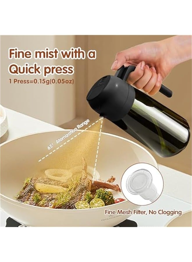 16oz/470ml Light-Blocking Dark Oil Sprayer for Cooking, 2 in 1 Olive Oil Dispenser Bottle for Kitchen, Premium Dark Green Glass Oil Bottle, Food-Grade Oil Mister for Air Fryer, BBQ (Black) - Image 3