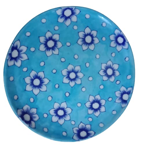 CRAFT PARK Jaipur Blue Pottery Home Decor Wall Hanging Handmade PlateServing Plate 25 cm x 25 cm x 3 cmCFPP15