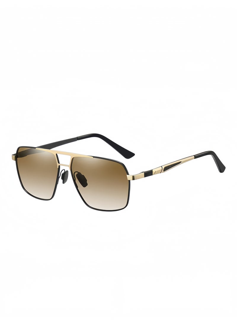 UV400 Square Polarized Driving Sunglasses For Car, Lightweight Metal Frame Glasses For Men, Men's Sunglasses For Fishing Desert Beach Long Outdoor Travel - Image 1
