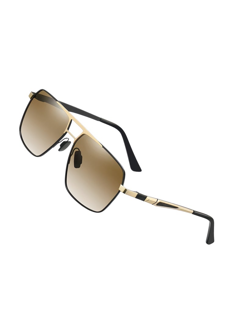 UV400 Square Polarized Driving Sunglasses For Car, Lightweight Metal Frame Glasses For Men, Men's Sunglasses For Fishing Desert Beach Long Outdoor Travel - Image 2