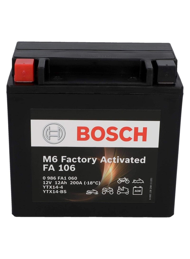 BOSCH Bosch FA106 AGM Motorcycle Battery 12 V 200 A 12 Ah Suitable for Motorcycles, Motorcycles, Enduros, Scooters, Quads, Jet Skis - Compatible M6018, BTX14-BS, BTX14 - Image 3