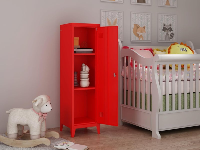 MIOCASA Metal Cabinet Home Office Storage Cabinets with Doors and Shelves Lockable File Cabinet Organizer Coat Lockers for Kids - Image 4