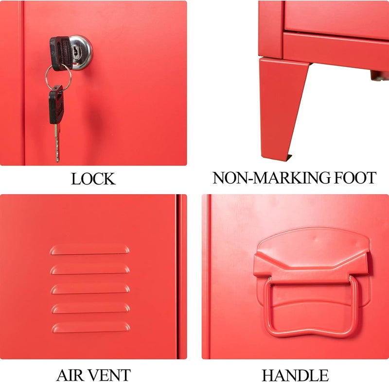 MIOCASA Metal Cabinet Home Office Storage Cabinets with Doors and Shelves Lockable File Cabinet Organizer Coat Lockers for Kids - Image 5