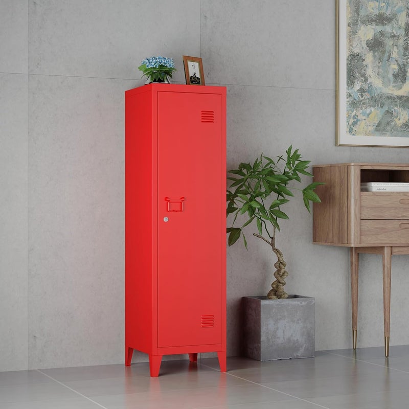 MIOCASA Metal Cabinet Home Office Storage Cabinets with Doors and Shelves Lockable File Cabinet Organizer Coat Lockers for Kids - Image 1