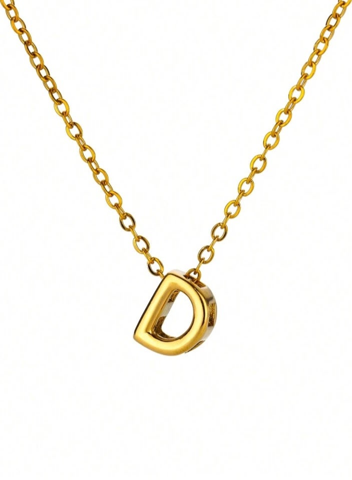 Equal Women's Stainless Steel Gold Plated Necklace Very Elegant And Designed With Letter D