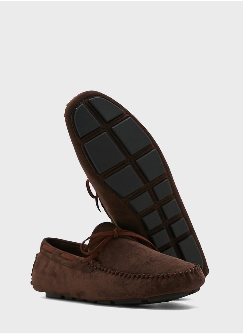 Robert Wood - Faux Suede Bow Loafers - Image 1