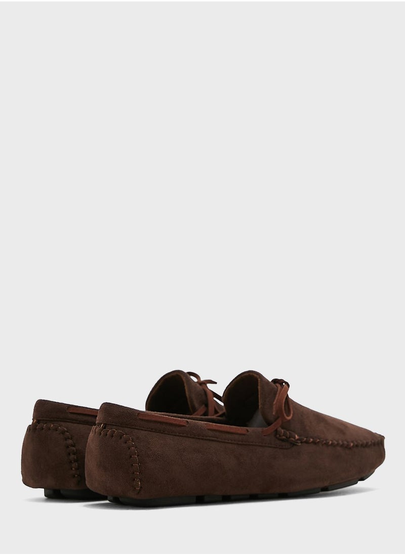 Robert Wood - Faux Suede Bow Loafers - Image 1
