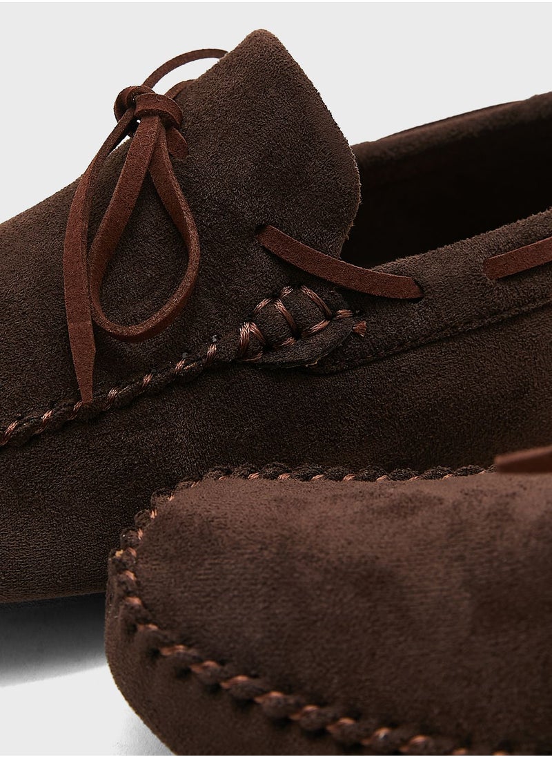 Robert Wood - Faux Suede Bow Loafers - Image 1