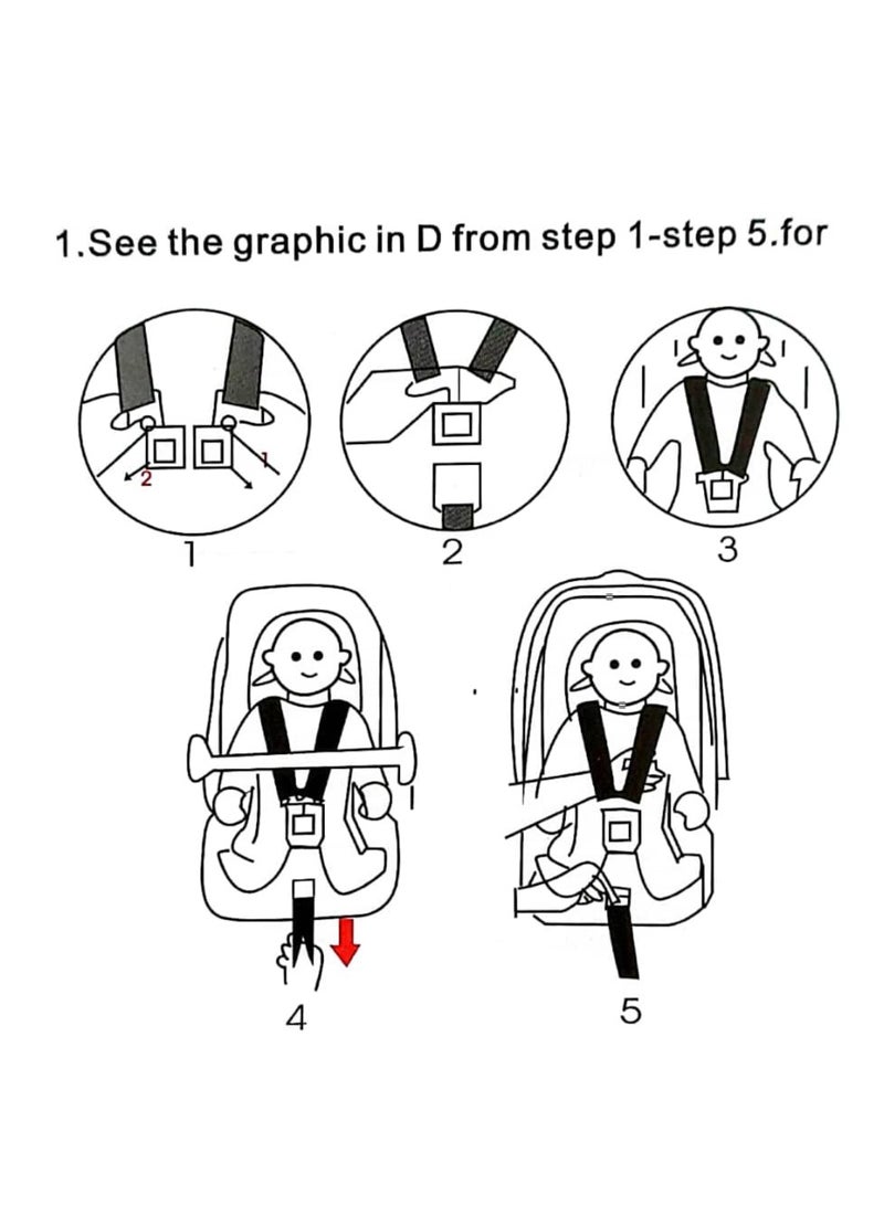 Portable Baby Car Seat Padded Soft Material Three Point Harness Ergonomic Design with Carrier Washable from Birth to 15 Months