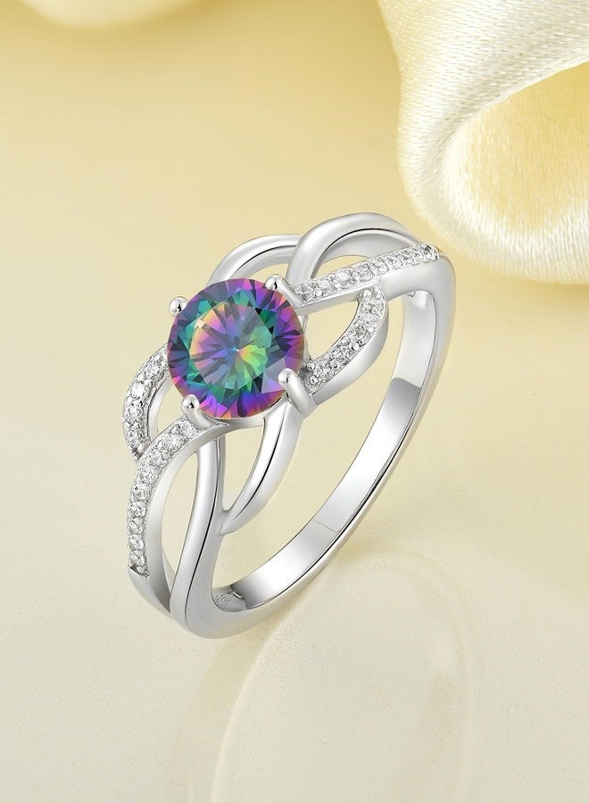 YL Celtic Knot Rings 925 Sterling Silver Twisted Ring Created Alexandrite Infinity Statement Jewelry for Women-size5 - Image 4