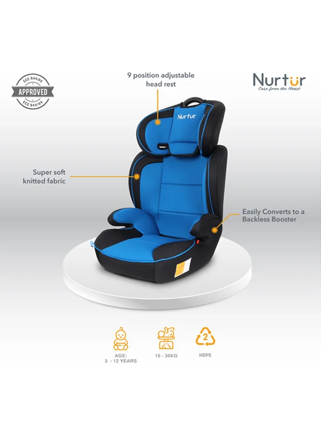 نورتر Jupiter BabyKids 3in1 Car Seat Booster Seat Adjustable Backrest Extra Protection 5Point Safety Harness 9 months to 12 years Upto 36kg Official Product