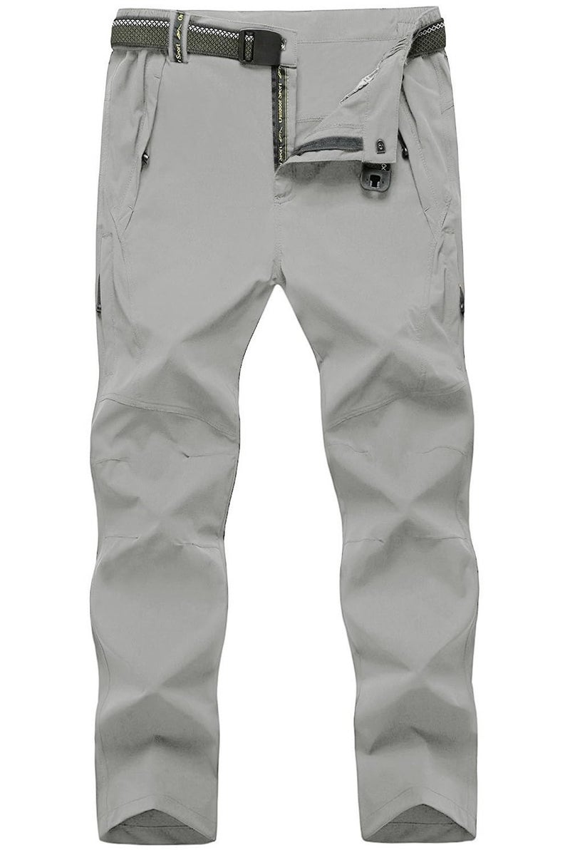 TBMPOY Mens Lightweight Hiking Pants Quick Dry Mountain Fishing Camping Travel Outdoor Pants Thin Light Gray XL