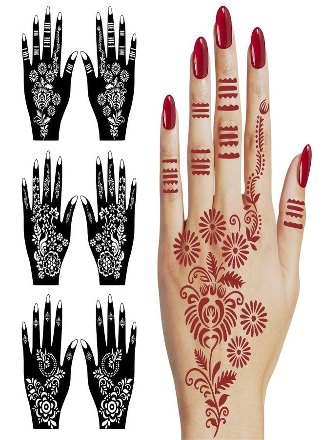 VANVATI Fast Peel Mehndi Stencil Sticker With Floral Work For Functions & Events - Image 1