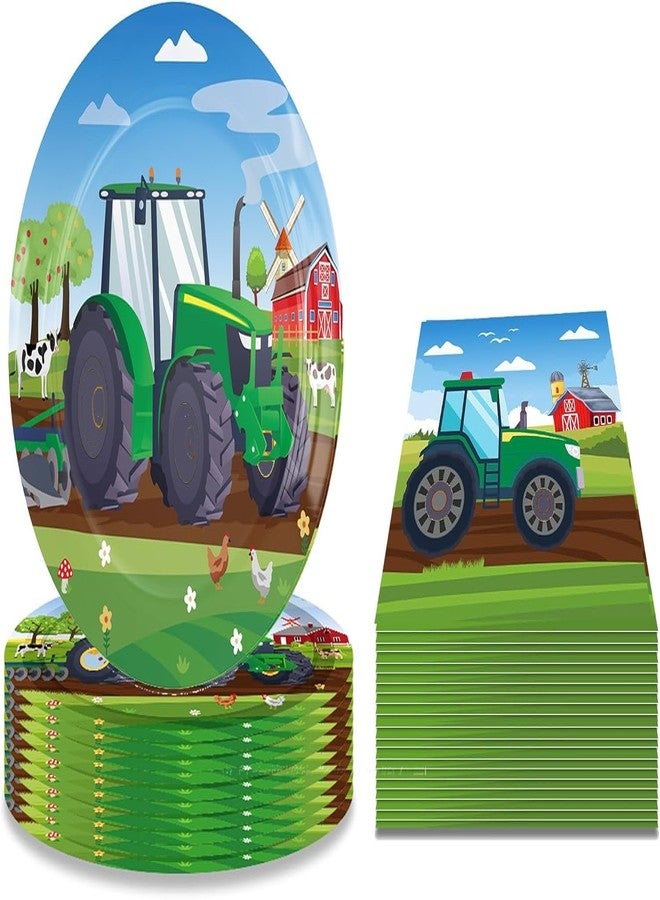 BHNACIER 40 Pcs Tractor Birthday Party Plates and Napkins Tractor Birthday Party Decorations Tableware Set Farms Party Supplies Tractors Disposable Plate Napkin for Farms Theme Birthdays Decorations - Image 1