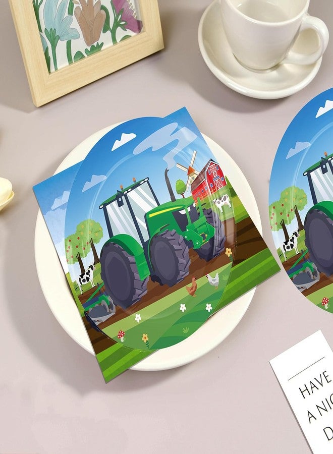 BHNACIER 40 Pcs Tractor Birthday Party Plates and Napkins Tractor Birthday Party Decorations Tableware Set Farms Party Supplies Tractors Disposable Plate Napkin for Farms Theme Birthdays Decorations - Image 5