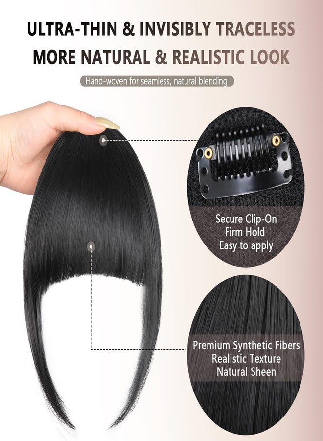 LEEONS Clip on Bangs for Women - Synthetic Fake Bangs Hairpiece with Clips, Easy to Use Bangs Hair Clip for Instant Style Change, 1B# - Image 3