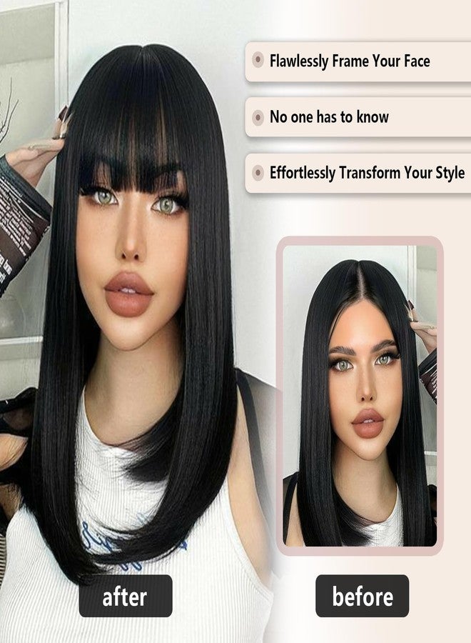 LEEONS Clip on Bangs for Women - Synthetic Fake Bangs Hairpiece with Clips, Easy to Use Bangs Hair Clip for Instant Style Change, 1B# - Image 4