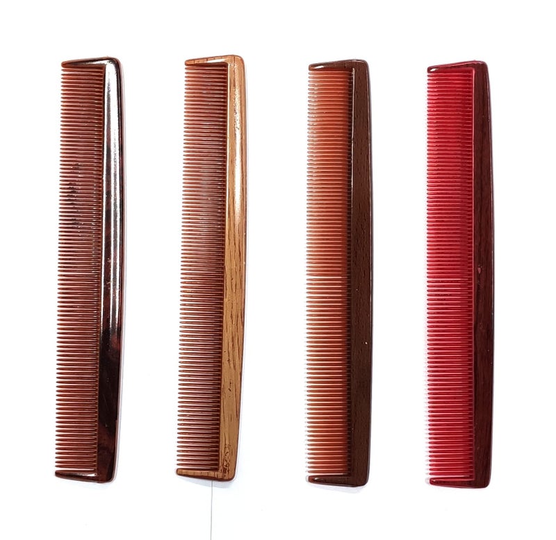 Maple Detangling Printed Dressing Hair Comb for Men,Combo Wooden finish (Multicolour), Pack of 4 - Image 1