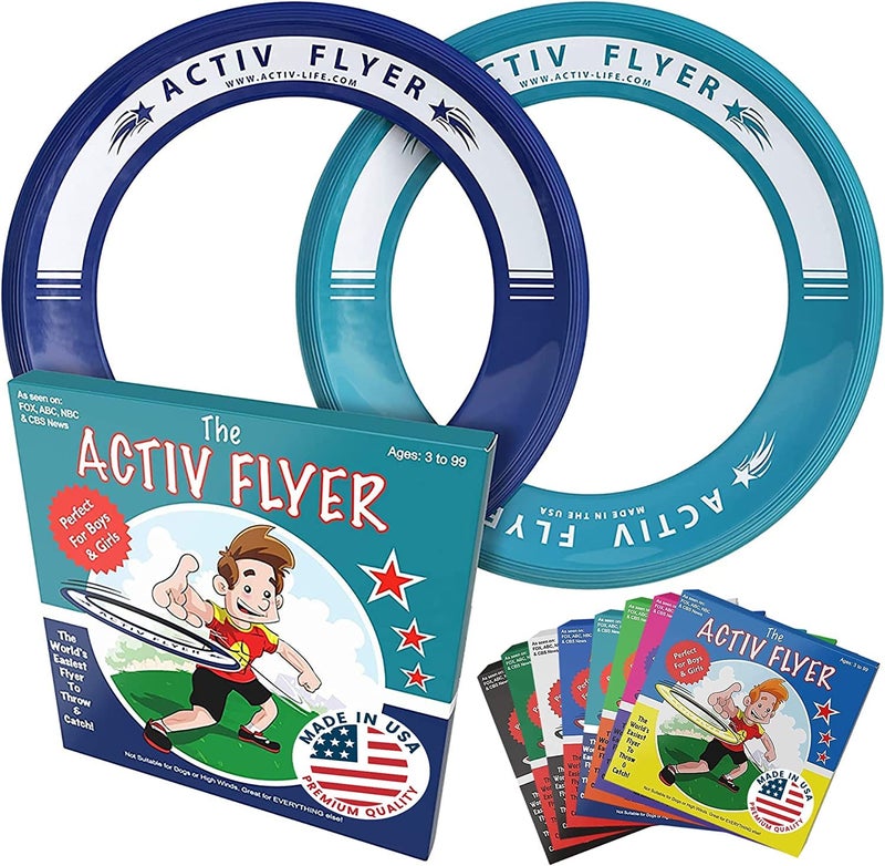 Activ Life Flying Rings for Kids, Fun Beach Toys, Gifts for Boys Girls Teens, Cool Family Outdoor Games, Play at Swimming Pool, Playground, Basket Fillers Birthday Presents, Navy/Teal - Image 1